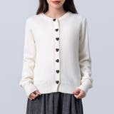 アイボリー | ニット カーディガン ハート型ボタン | teddyshop