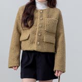 ベージュ | ノーカラージャケット ボア レディース | teddyshop