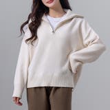 ホワイト | ハーフジップ ニット セーター | teddyshop