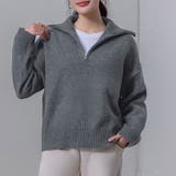 グレー | ハーフジップ ニット セーター | teddyshop