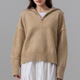 ベージュ | ハーフジップ ニット セーター | teddyshop
