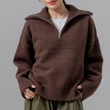ブラウン | ハーフジップ ニット セーター | teddyshop