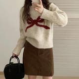 オフホワイト | ジャガード ニット リボンモチーフ | teddyshop