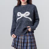 ブラック | ジャガード ニット リボンモチーフ | teddyshop