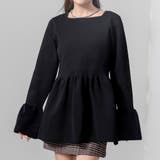 ブラック | ペプラム ニット トップス | teddyshop