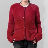 レッド | シャギー ニット カーディガン | teddyshop