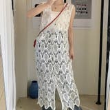 ホワイト | ジレ クロシェ編み ロング丈 | teddyshop