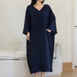 B：ネイビー | 湯上りワンピース ルームウェア パジャマ | teddyshop