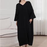 B：ブラック | 湯上りワンピース ルームウェア パジャマ | teddyshop
