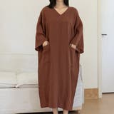 B：ブラウン | 湯上りワンピース ルームウェア パジャマ | teddyshop