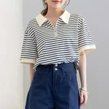 アイボリー×ネイビー | ポロシャツ ボーダー Tシャツ | teddyshop