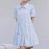 パウダーブルー | シャツワンピース 半袖 ミニ | teddyshop