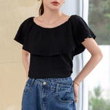 ブラック | オフショルダー トップス 半袖 | teddyshop