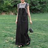 ブラック | ジャンパースカート レディース マキシ丈 | teddyshop