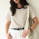 ベージュ×ボーダー | Tシャツ レディース 半袖 | teddyshop