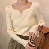 アイボリー | 「出勤用服として最適」ニット トップス リブ | teddyshop