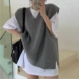 グレー | 「フレンチスリーブな袖口が◎」ニットベスト レディース ジレ | teddyshop