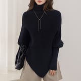 ブラック | リブニット トップス 全2色 | teddyshop