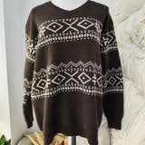 ダークブラウン | 「ボリューム投入でキュート＋」ノルディック柄 ニット セーター | teddyshop