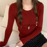 ボルドー | リブニット トップス 全10色 | teddyshop
