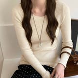 ライトベージュ | リブニット トップス 全10色 | teddyshop