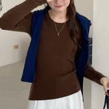 ダークブラウン | リブニット トップス 全10色 | teddyshop