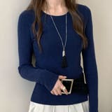 ネイビー | リブニット トップス 全10色 | teddyshop