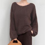 ブラウン | 「アクセ付けて首回りを綺麗に」ニット モヘアタッチ トップス | teddyshop