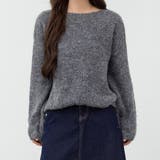 グレー | 「アクセ付けて首回りを綺麗に」ニット モヘアタッチ トップス | teddyshop