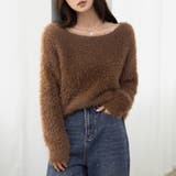 ブラウン | 「薄っすら見えるリブが◎」ニット シャギー トップス | teddyshop