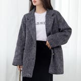 ダークグレー | 「リッチ感ある金ボタン」ジャケット シャギー ミックス | teddyshop