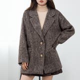 ブラウン | 「リッチ感ある金ボタン」ジャケット シャギー ミックス | teddyshop