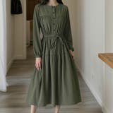 モスグリーン | 「ウエストマークで見え方変化」ワンピース ミモレ丈 コーデュロイ | teddyshop