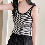 ボーダー×ホワイト | 「1枚で差がつく大人の配色」タンクトップ レディース 全4色 | teddyshop