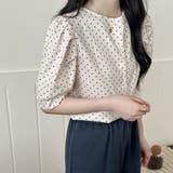 ドット×アイボリー | 「華奢見せ叶うバルーン袖」ブラウス レディース トップス | teddyshop