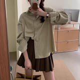 ベージュ | 「余裕のある大きめサイズ」コーデュロイ シャツ ブラウス | teddyshop