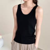 ブラック | タンクトップ 細リブ 全6色 | teddyshop