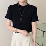 ブラック | リブニット トップス 全4色 | teddyshop