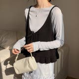ブラック | ニットビスチェ ペプラムフリル 全4色 | teddyshop