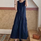 ネイビー | 「ティアードの亜種」ワンピース ノースリーブ 袖なし | teddyshop