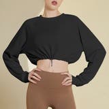 ブラック | ヨガウェア 長袖 クロップド丈 | teddyshop