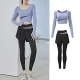 ブルー×ブラック | ヨガウェア トップス カップ付き | teddyshop