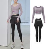 ラベンダー×ブラック | ヨガウェア トップス カップ付き | teddyshop