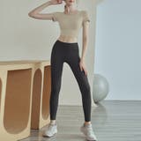 ベージュ×ブラック | ヨガ レディース 半袖 | teddyshop