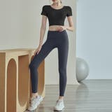 ブラック×グレー | ヨガ レディース 半袖 | teddyshop