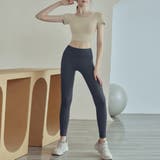 ベージュ×グレー | ヨガ レディース 半袖 | teddyshop