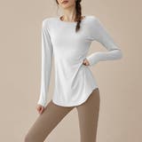 ホワイト×ブラウン | ヨガウェア 上下セットアップ レディース | teddyshop