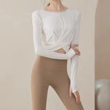 ホワイト×ブラウン | ヨガ ウェア 上下セット | teddyshop