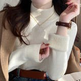 A：ホワイト | 「インナーいらずのぬくもり」裏起毛 ニット リブ | teddyshop