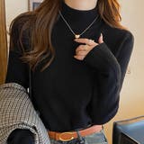 A：ブラック | 「インナーいらずのぬくもり」裏起毛 ニット リブ | teddyshop